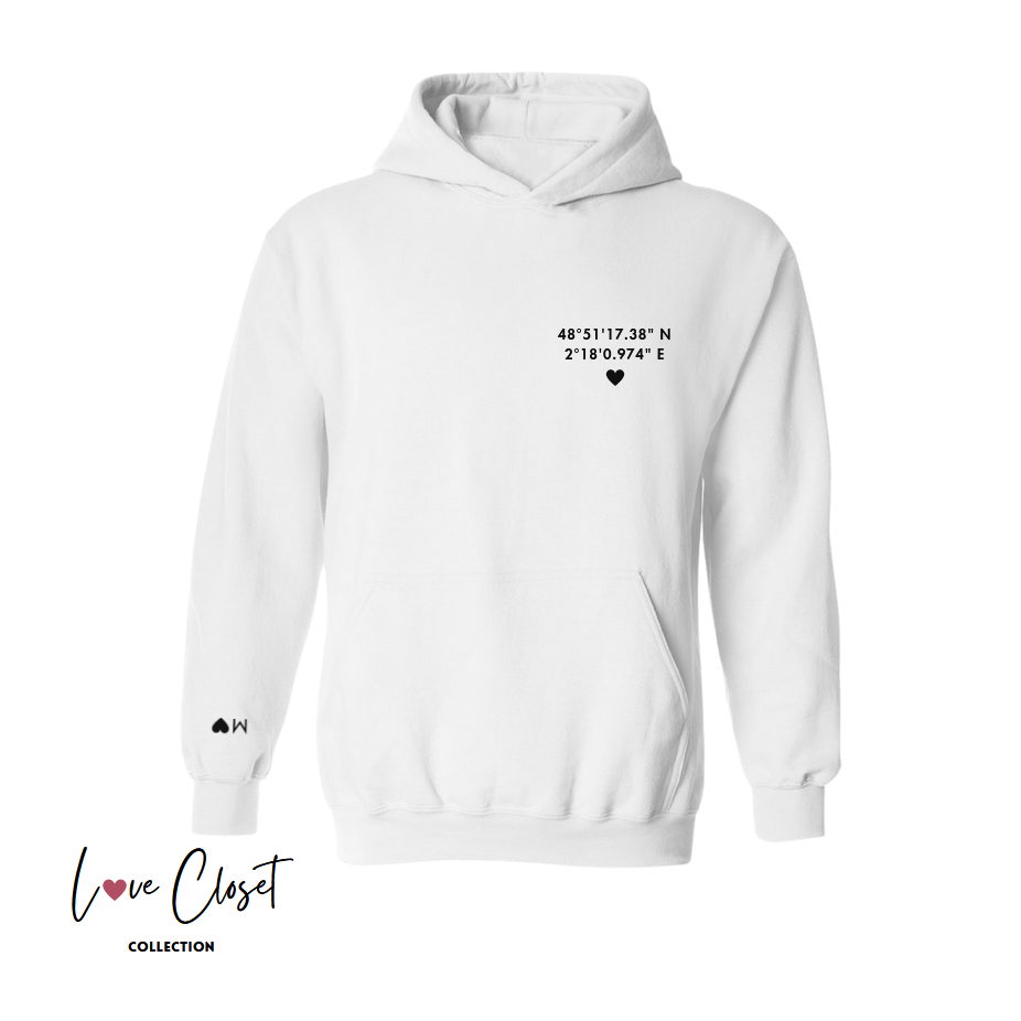 Sweat-shirt à capuche personnalisé | Localisation GPS