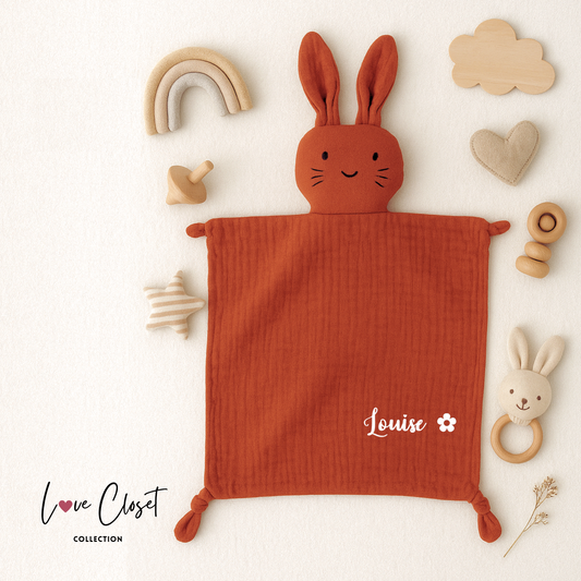 Doudou Lapin personnalisé⎟Gaze de coton